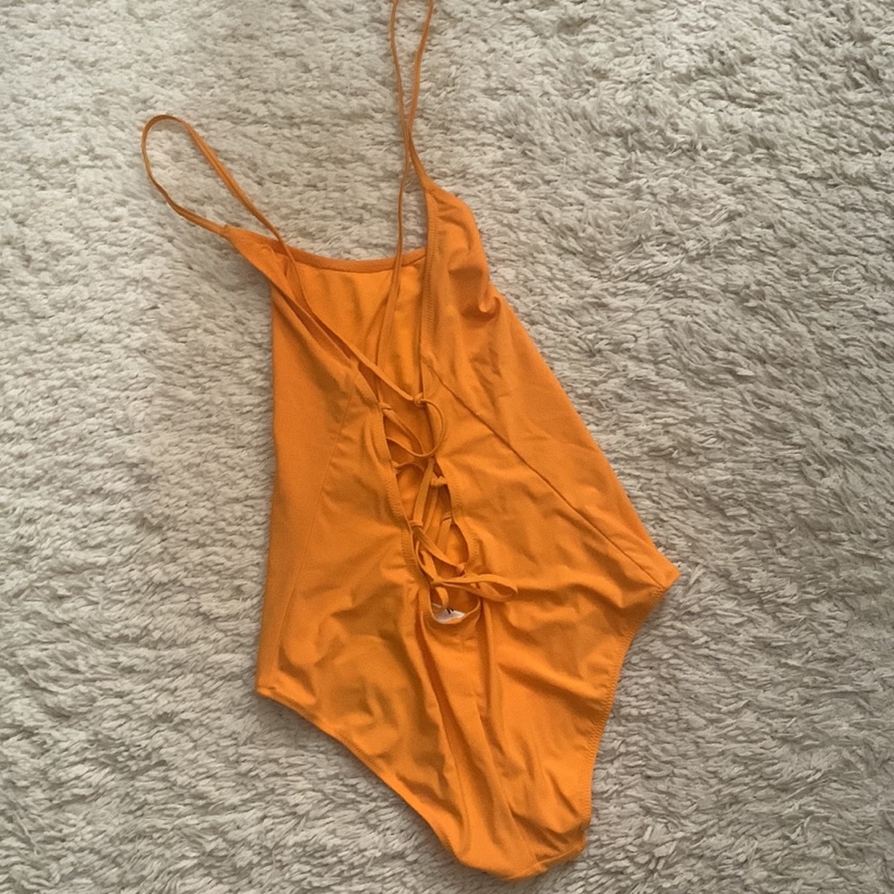 H&M Orange Criss Cross Back One Piece Swimsuit